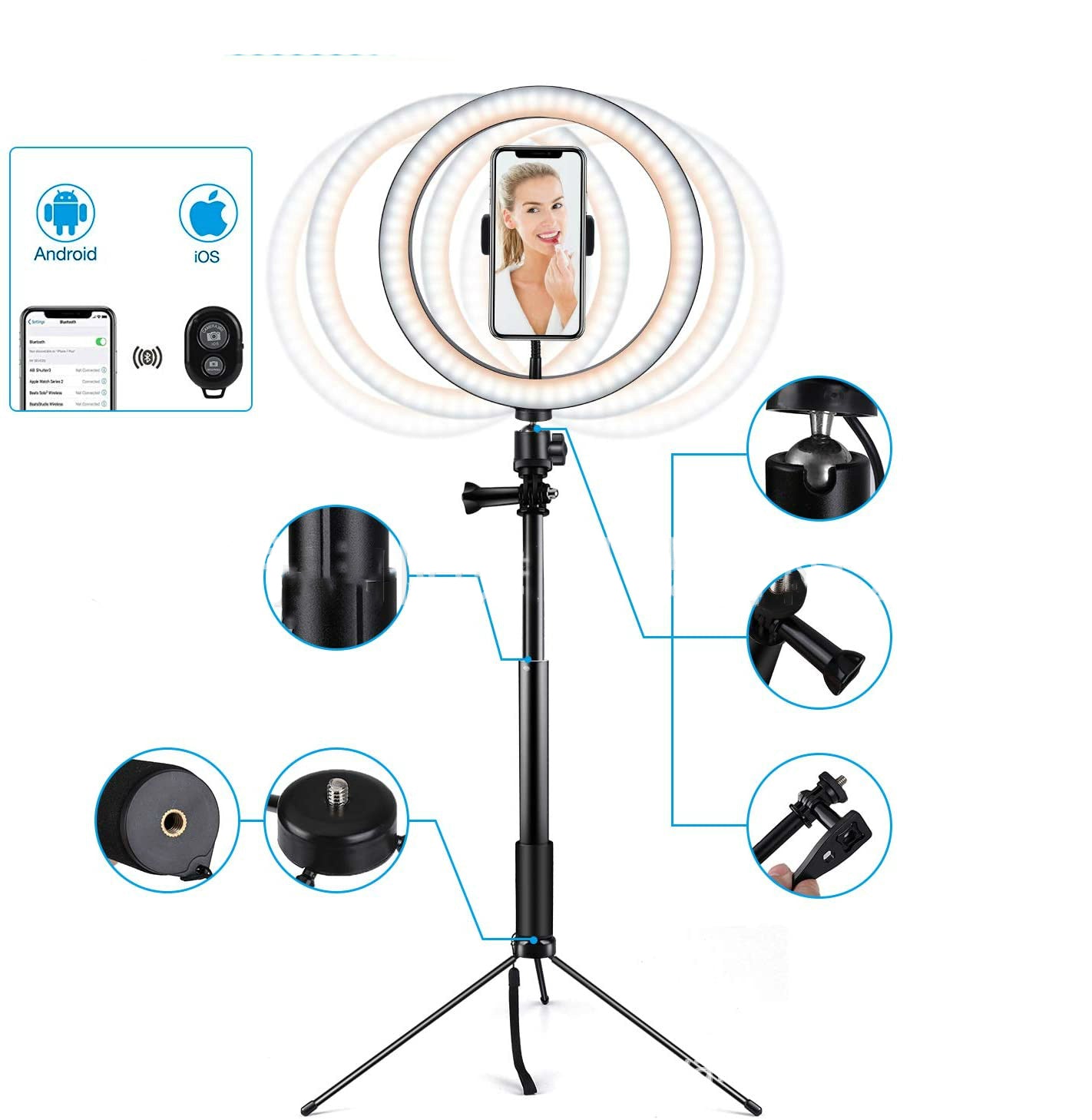 Compatible with Apple 10 LED Ring Light Tripod Stand