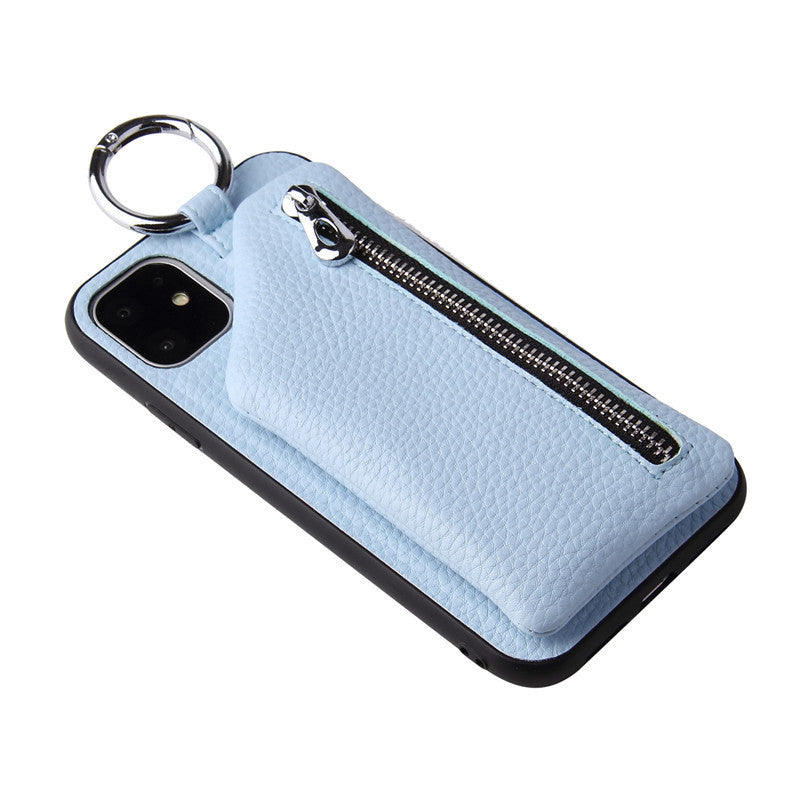 PU Leather Strap Cord Coin Purse Phone Case