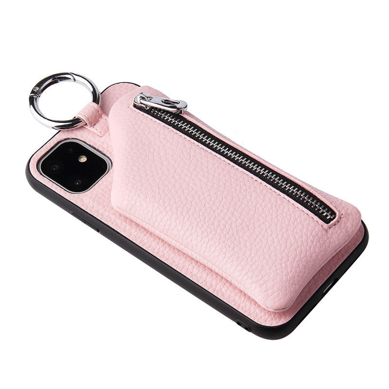 PU Leather Strap Cord Coin Purse Phone Case