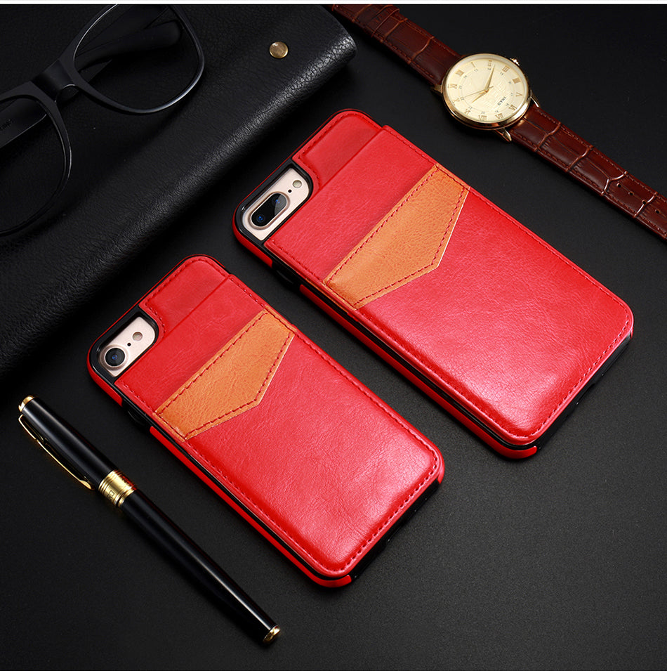 Retro Leather Wallet Card Slot Holder Phone Case