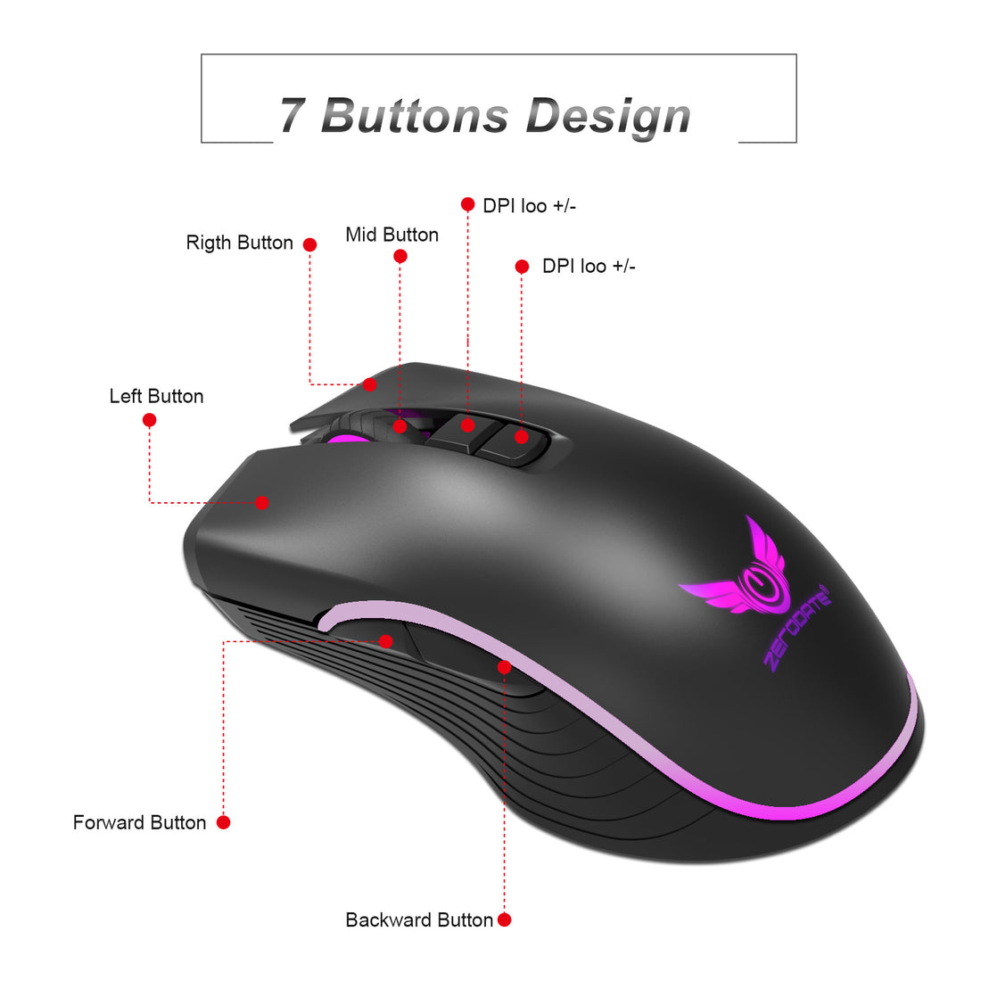 Rechargeable Seven-button Gaming Mouse
