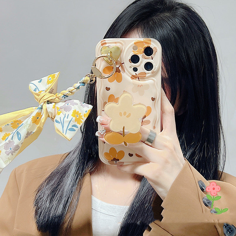 Autumn Flowers With Bow Silk Scarf Phone Cases