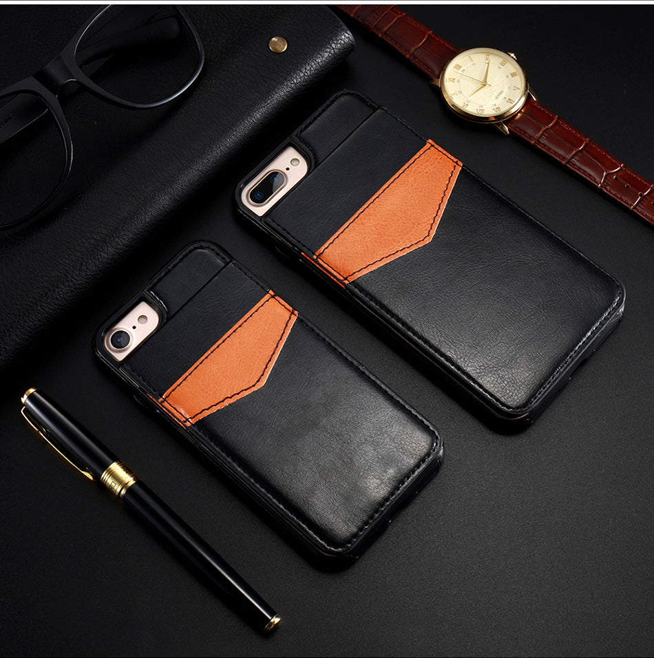Retro Leather Wallet Card Slot Holder Phone Case