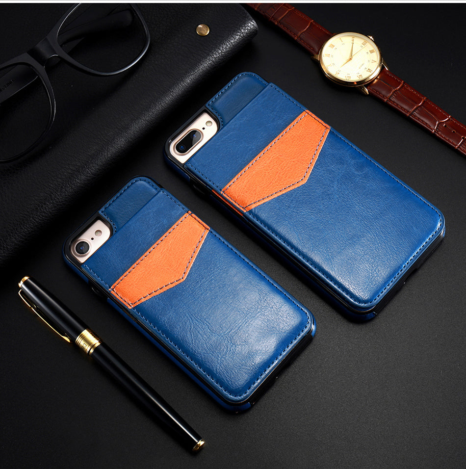 Retro Leather Wallet Card Slot Holder Phone Case