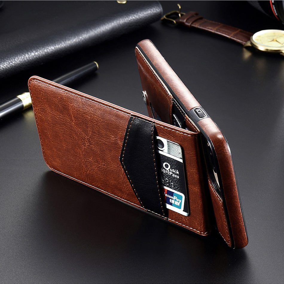 Retro Leather Wallet Card Slot Holder Phone Case