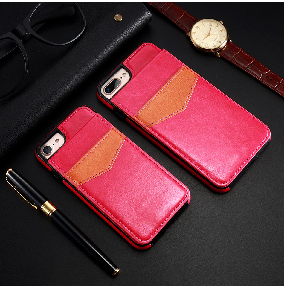 Retro Leather Wallet Card Slot Holder Phone Case