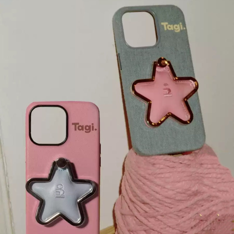 Embroidered Leather Denim Five-pointed Star