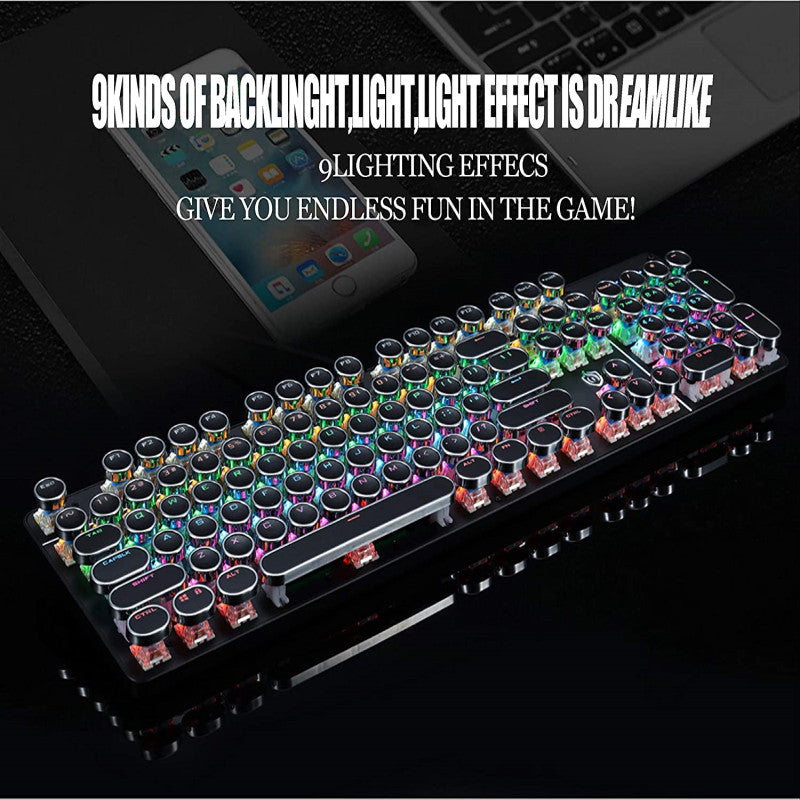 104-key Multimedia Green Axis Wired Gaming Keyboard