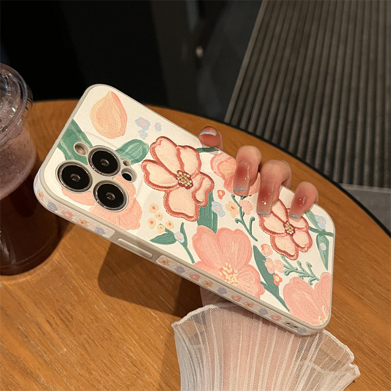 Vintage Embroidered Flower Leather Phone Case