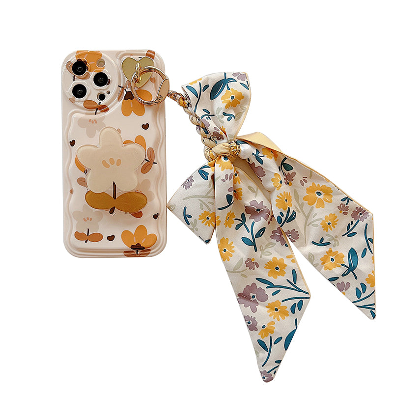Autumn Flowers With Bow Silk Scarf Phone Cases